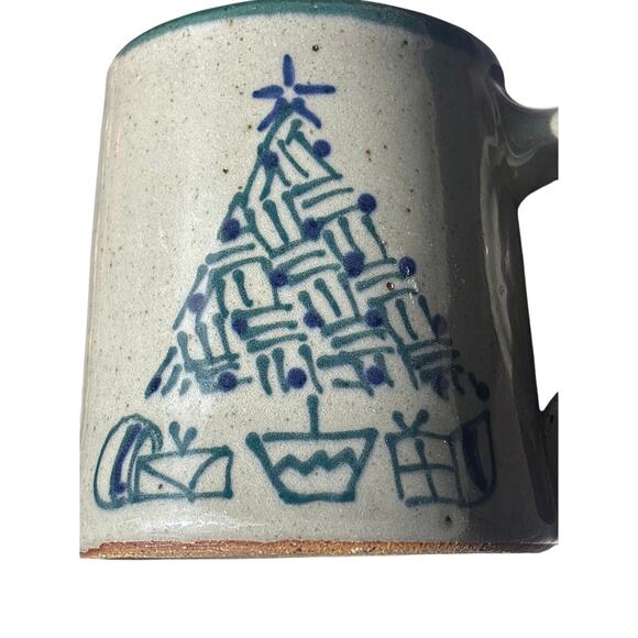 Great Bay Pottery New Hampshire 14 Oz Coffee Tea Mug Christmas Tree Salt Glazed - Picture 2 of 7